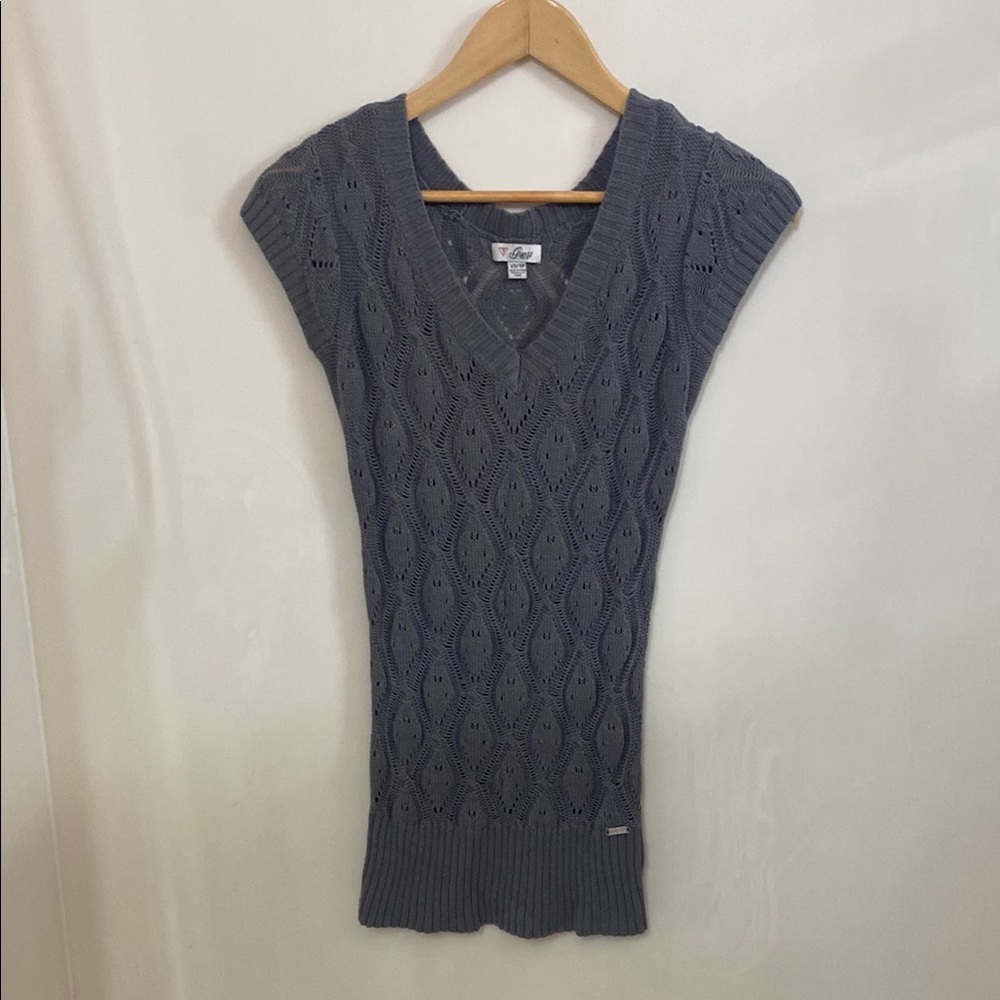 Gray Knit Short-sleeve Sweater